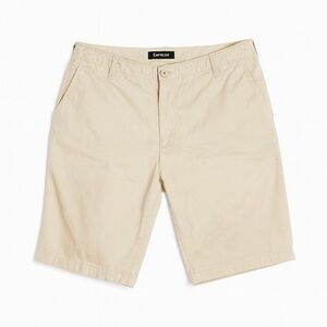 Express Men's Size 36 Classic At The Knee 10" Inseam Flat-Front Khaki Shorts.